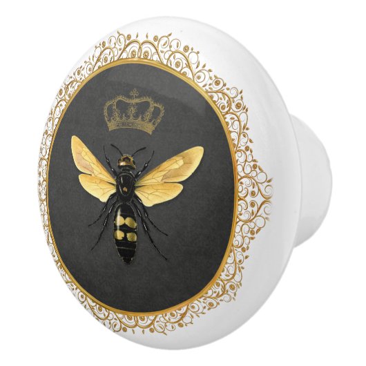 Elegant Frans Koningin Bee Grijs Goud Geel Keramische Knop (Rechts)