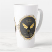 Elegant Frans Koningin Bee Grijs Goud Geel Latte Mok (Rechterhoek)