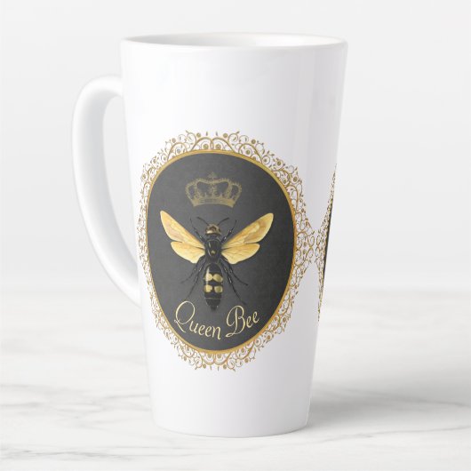 Elegant Frans Koningin Bee Grijs Goud Geel Latte Mok (Linkerhoek)