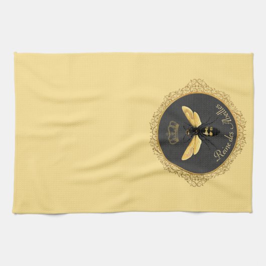 Elegant Frans Koningin Bee Grijs Goud Geel Theedoek (Horizontaal)