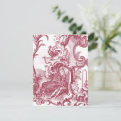 Elegant Frans land Antiek rood Toile de Jouy Kaart (Staand voorkant)