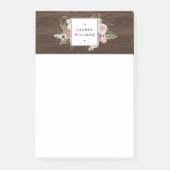 Elegant Frans Land Roze Rozen op Woodgrain Post-it® Notes (Voorkant)
