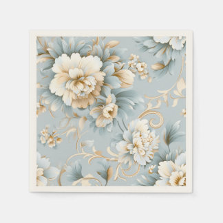 Elegant Frans Poeder Blauw, Wit en Gouden Huwelijk Servet