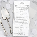 Elegant Frans Rococo Bloemen Lijst Menu<br><div class="desc">Deze klassieke suite van historische decoratieve design is geïnspireerd op de 18e-eeuwse etsen van de Franse hofschilder Alexis Peyrotte,  met lichtgrijs op witte acanthusbladeren,   rollen,  bloemen en bomen. Bevat bewerkbare tekstvelden voor uw menuopties.</div>