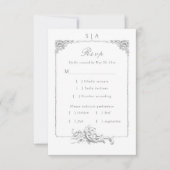 Elegant Frans Rococo Bloemen Lijst RSVP Kaartje (Voorkant)