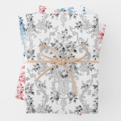 Elegant Frans Rococo Bloemenroze, grijs & blauw Inpakpapier Vel (In situ)