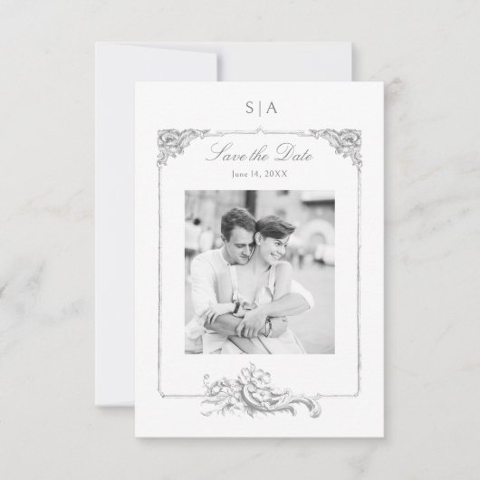 Elegant Frans Rococo Lijst Foto Save The Date (Voorkant)
