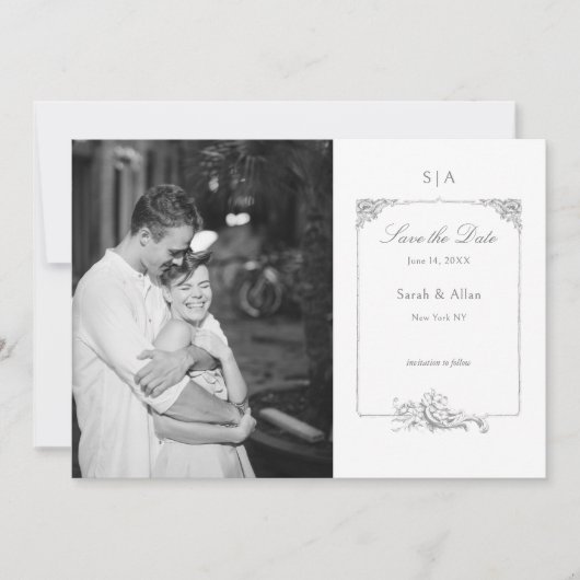 Elegant Frans Rococo Lijst Foto Save The Date (Voorkant)