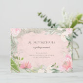 Elegant Frans Roze Bloemen Romantisch Vrijgezellen Kaart (Staand voorkant)