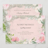 Elegant Frans Roze Bloemen Romantisch Vrijgezellen Kaart (Voorkant / Achterkant)