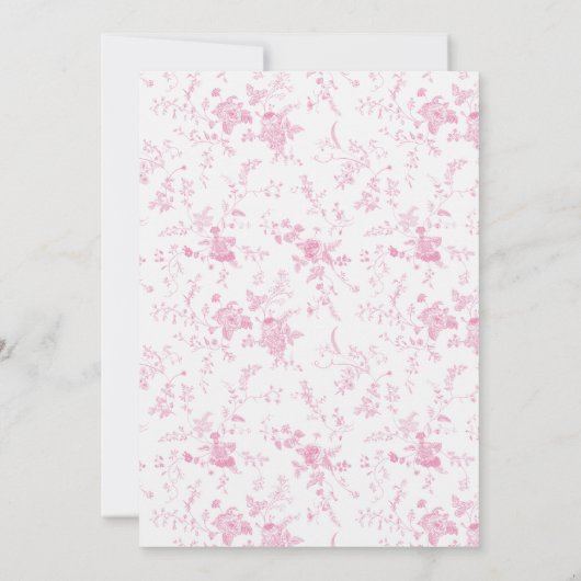Elegant Frans Roze Toile Bloemen Bruiloft Kaart (Achterkant)