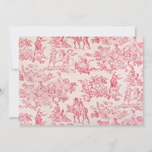 Elegant  Frans Roze Toile De Jouy Pattern Notitiekaartje (Achterkant)
