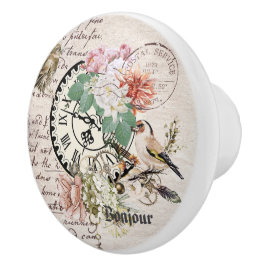 Elegant Frans rustiek papier Botanisch  Keramische Knop
