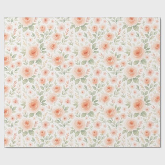 Elegant Frans Shabby Chic Floral Art Pattern Cadeaupapier (Vlak)