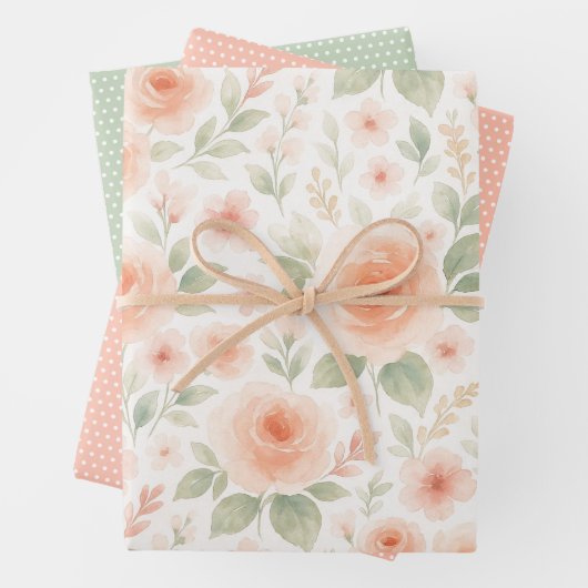 Elegant Frans Shabby Chic Floral Art Pattern Inpakpapier Vel (In situ)