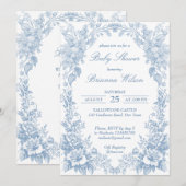 Elegant Frans toile chinoiserie blauw baby shower Kaart (Voorkant / Achterkant)