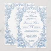 Elegant Frans toile chinoiserie blauw baby shower Kaart (Voorkant / Achterkant)