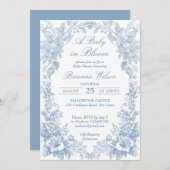 Elegant Frans toile chinoiserie blauw baby shower Kaart (Voorkant / Achterkant)