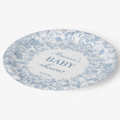 Elegant Frans toile chinoiserie blauw baby shower Papieren Bordje (Gekanteld)