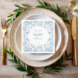 Elegant Frans toile chinoiserie blauw baby shower Servet