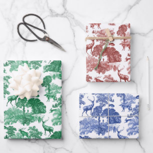Elegant  Frans Toile Deer Fox in Bossen Wra Inpakpapier Vel