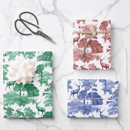 Elegant  Frans Toile Deer Fox in Bossen Wra Inpakpapier Vel (Voorkant)