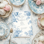 Elegant Frans toilet Blauw Bloemen Huwelijk RSPV Uitnodiging Briefkaart