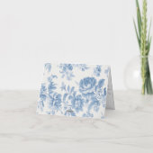 Elegant Frans toilet Blauwe Bloemen bruiloft Bedankkaart (Achterkant)