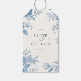 Elegant Frans toilet Blauwe Bloemen bruiloft Cadeaulabel