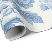 Elegant Frans toilet Blauwe Bloemen bruiloft Cadeaupapier (Rol Hoek)