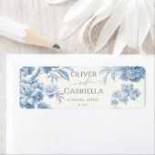 Elegant Frans toilet Blauwe Bloemen bruiloft Etiket (Insitu)