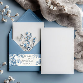 Elegant Frans toilet Blauwe Bloemen bruiloft Etiket