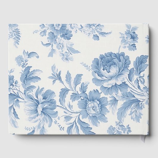 Elegant Frans toilet Blauwe Bloemen bruiloft Gastenboek (Achterkant)