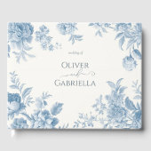 Elegant Frans toilet Blauwe Bloemen bruiloft Gastenboek (Voorkant)