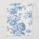 Elegant Frans toilet Blauwe Bloemen bruiloft Informatiekaartje (Achterkant)