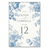 Elegant Frans toilet Blauwe Bloemen bruiloft Kaart (Voorkant)