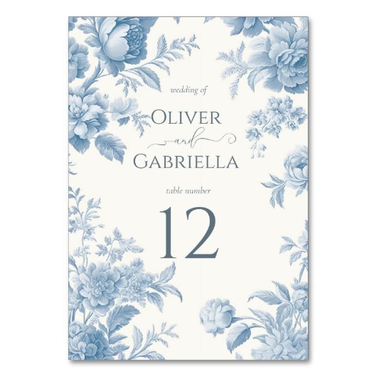Elegant Frans toilet Blauwe Bloemen bruiloft Kaart (Voorkant)