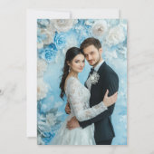 Elegant Frans toilet Blauwe Bloemen bruiloft Kaart (Achterkant)