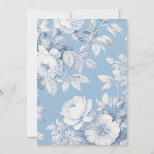 Elegant Frans toilet Blauwe Bloemen bruiloft Kaart (Achterkant)