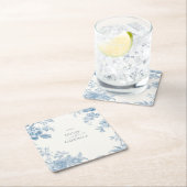 Elegant Frans toilet Blauwe Bloemen bruiloft Kartonnen Onderzetters (Insitu)