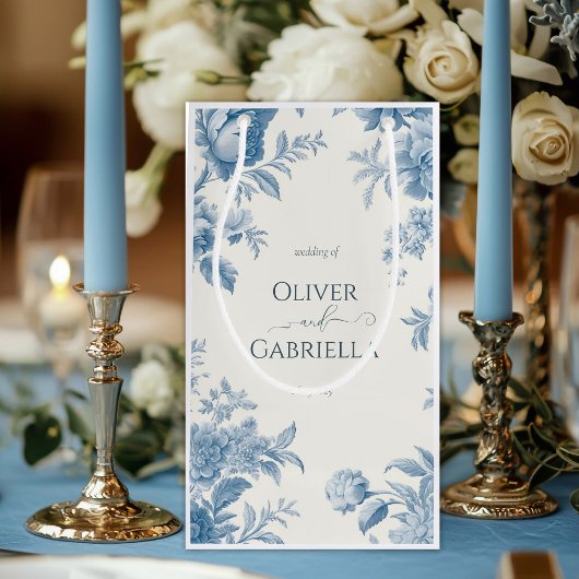 Elegant Frans toilet Blauwe Bloemen bruiloft Klein Cadeauzakje