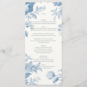 Elegant Frans toilet Blauwe Bloemen bruiloft Menu (Voorkant)