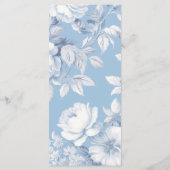 Elegant Frans toilet Blauwe Bloemen bruiloft Menu (Achterkant)