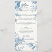 Elegant Frans toilet Blauwe Bloemen bruiloft Menu (Voorkant)