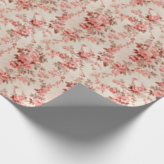 Elegant Frans toilet roze bloemen gegraveerd Cadeaupapier (Hoek)