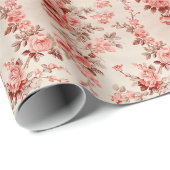 Elegant Frans toilet roze bloemen gegraveerd Cadeaupapier (Rol Hoek)
