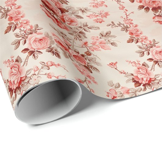 Elegant Frans toilet roze bloemen gegraveerd Cadeaupapier (Rol Hoek)