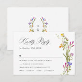 Elegant  Frans Tuin Bloemen Groen Bruiloft RSVP Kaartje (Voorkant / Achterkant)
