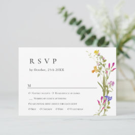 Elegant  Frans Tuin Bloemen Groen Bruiloft RSVP Kaartje