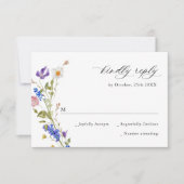 Elegant  Frans Tuin Bloemen Groen Bruiloft RSVP Kaartje (Voorkant)